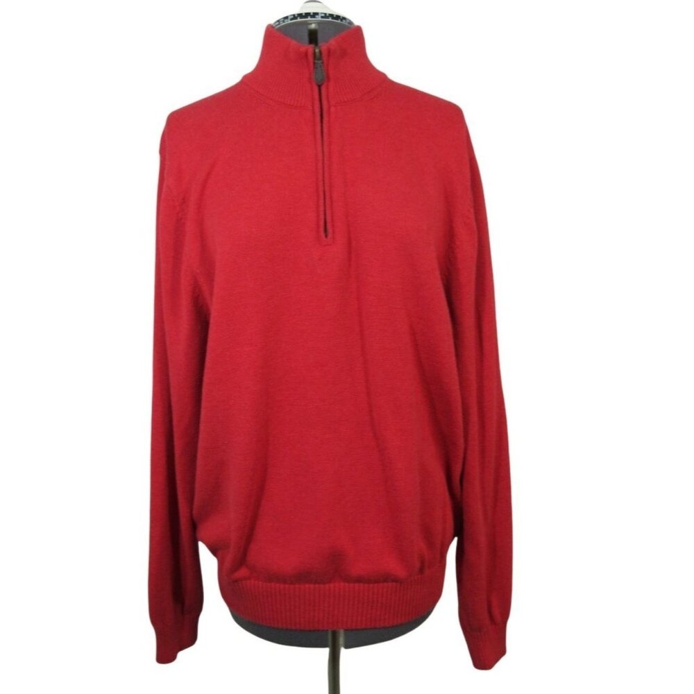 Brooks Brothers men's 346 supima cotton 1/2 zip mock neck preppy knit sweater‎ L